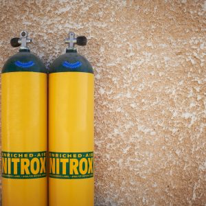 Yellow scuba tanks with nitrox